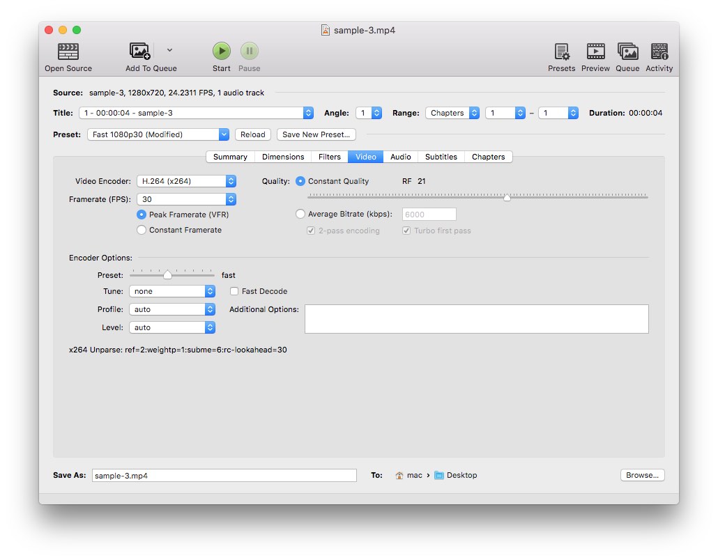 convert hevc to h264 using handbrake 02