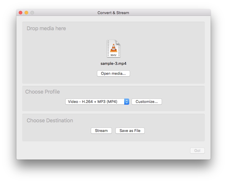 convert hevc to h264 using vlc