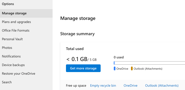 onedrive storage