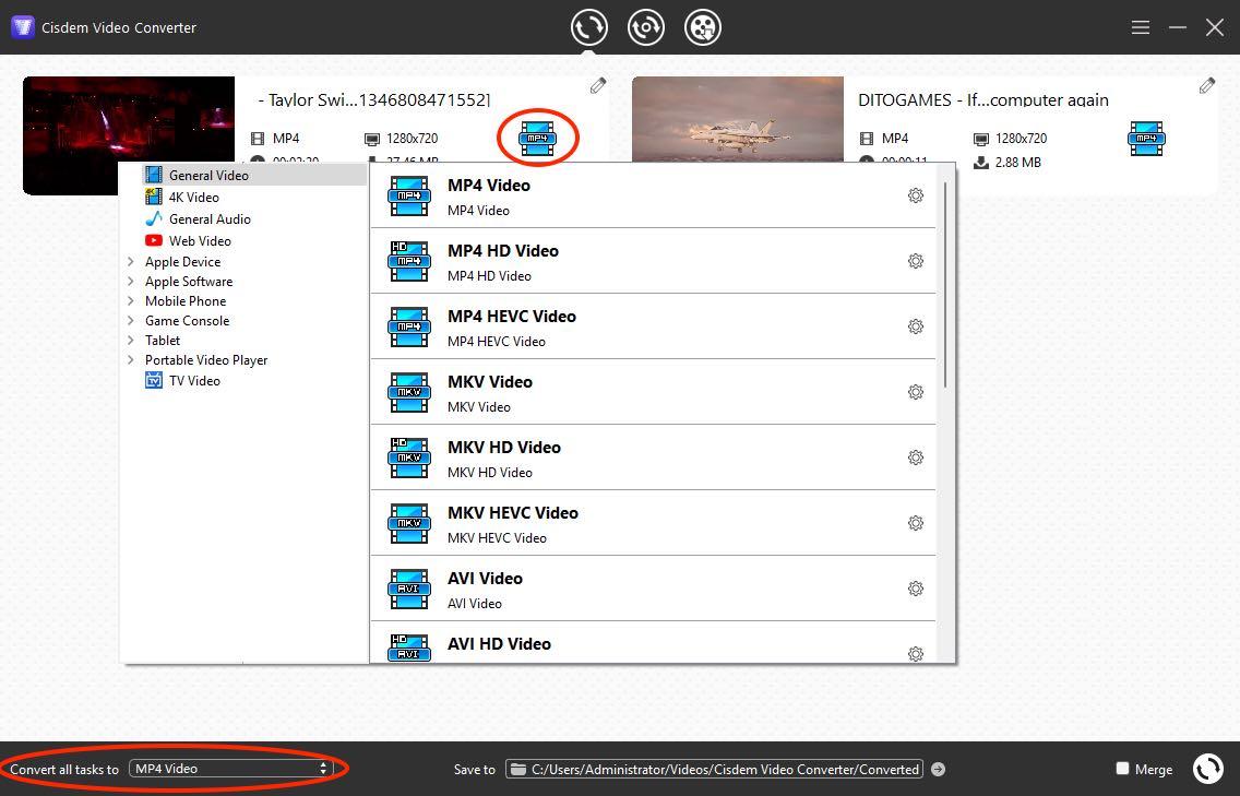 convert the downloaded twitter videos to more video formats