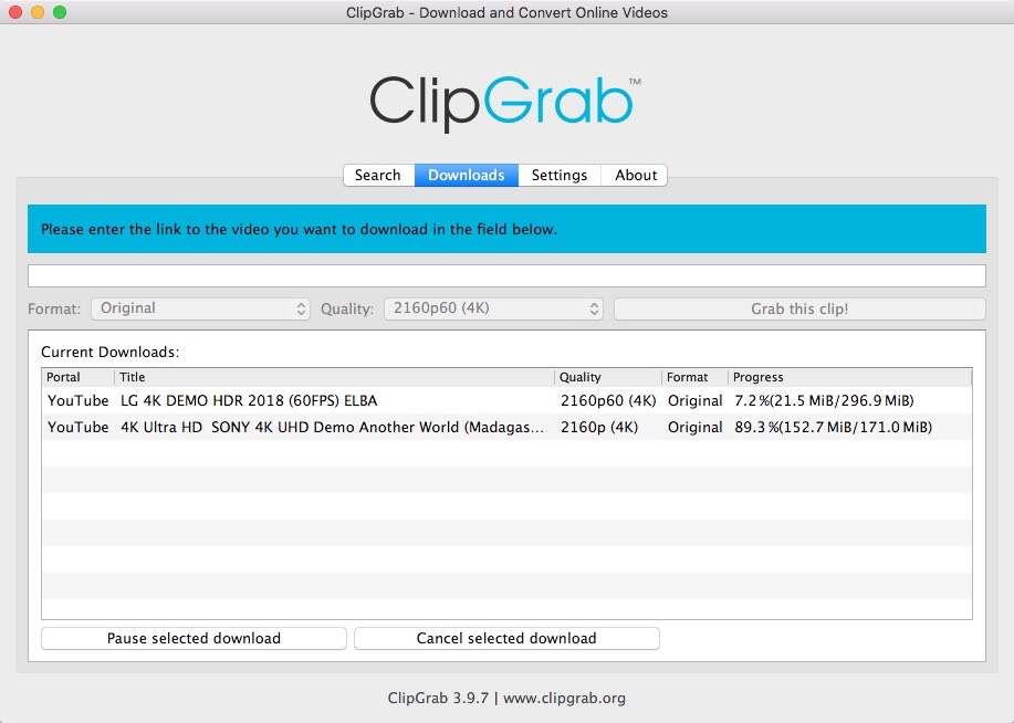 batch download 4k video on mac via clipgrab