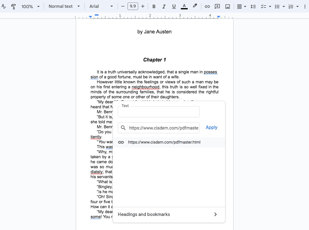 add hyperlink google docs2