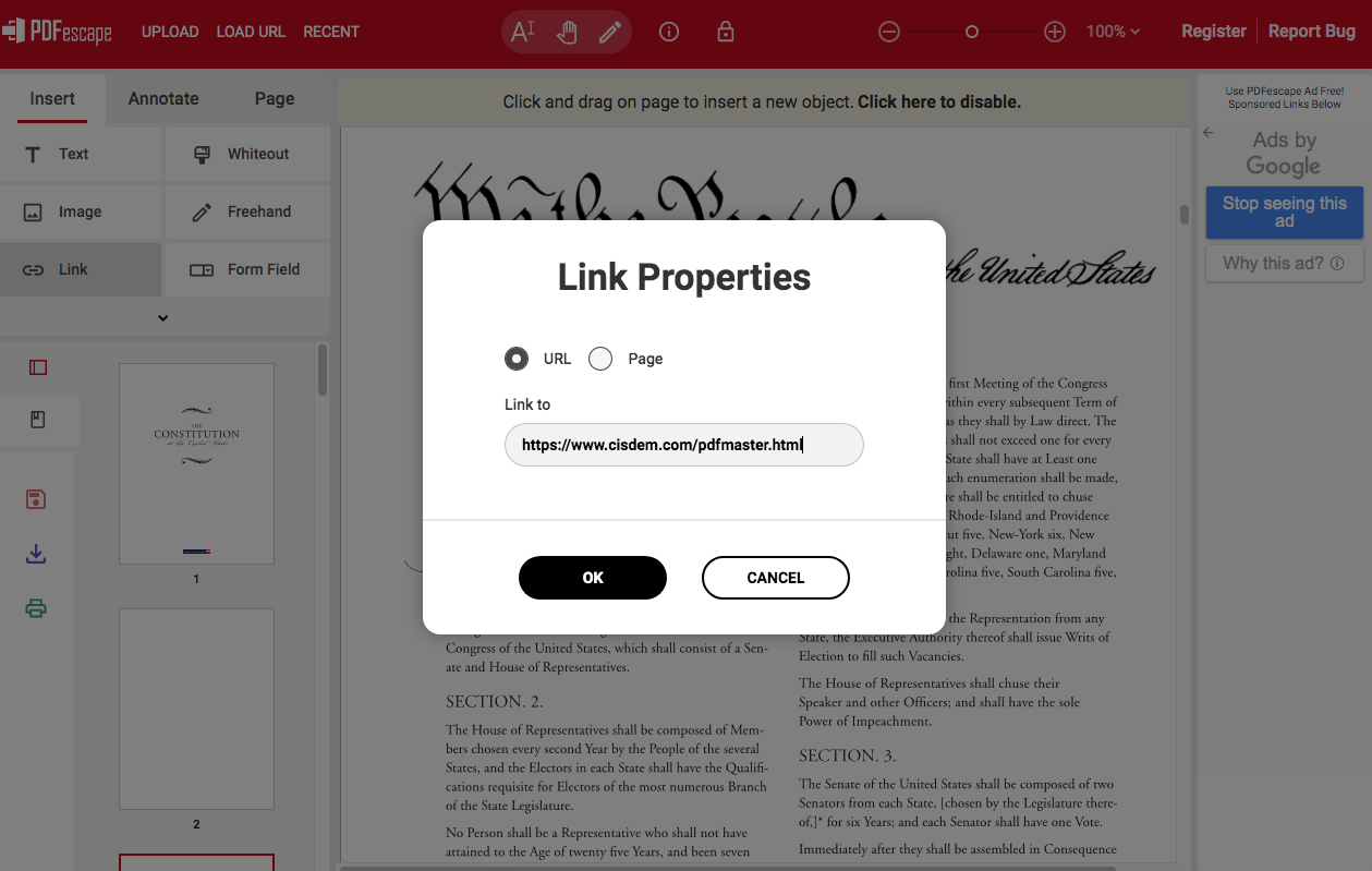 add hyperlink pdfescape2