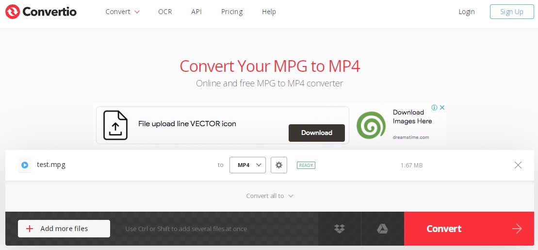 change mpg to mp4 online via convertio