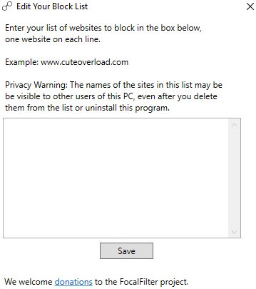 enter websites to block