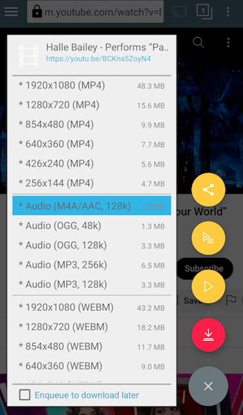 choose audio format android