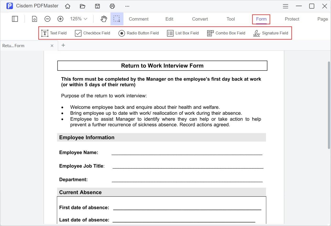 Complete instructions on how to create fillable pdf from word