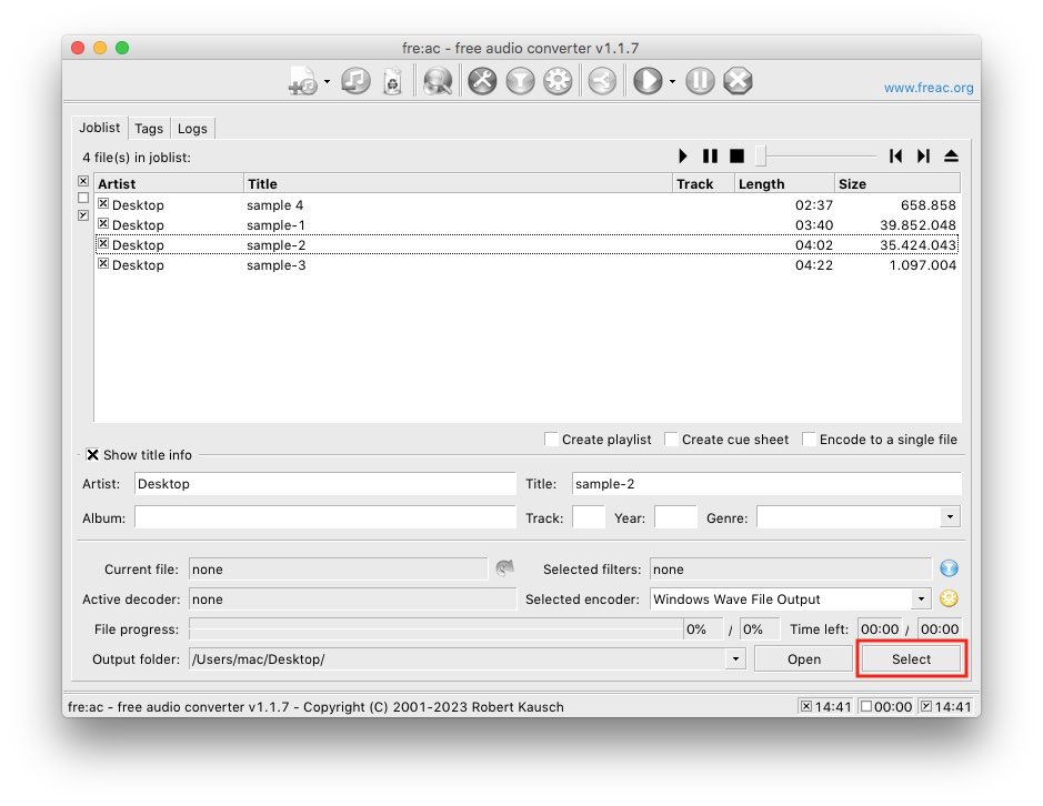 fre:ac - set output location