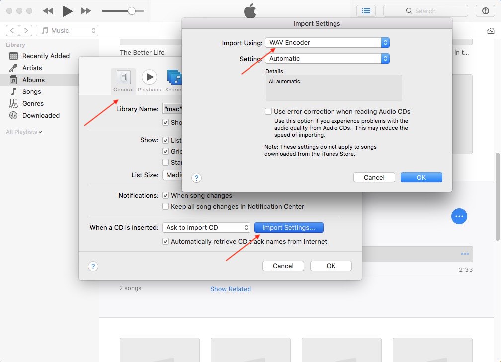 itunes- - use wav encoder