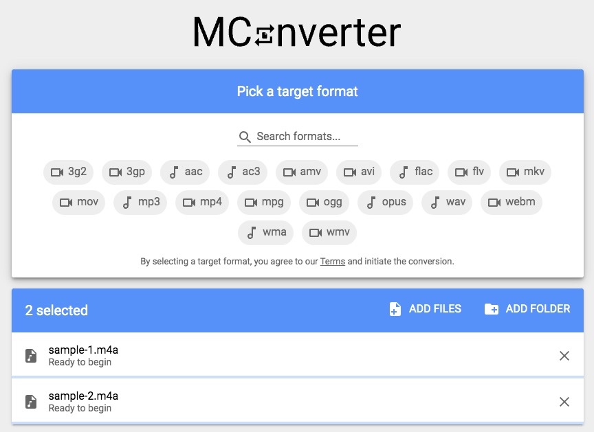 mconverter upload m4a file