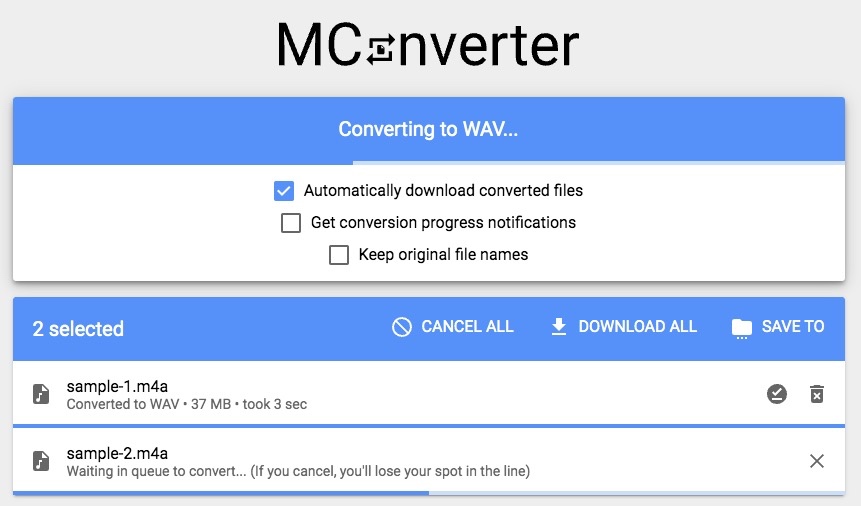 mconverter change m4a to wav