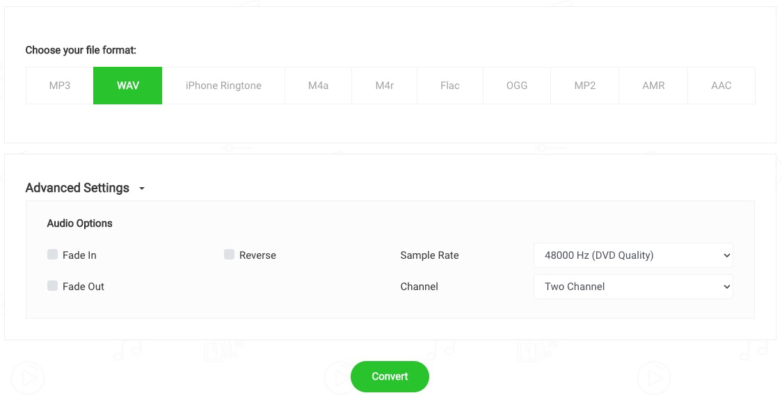 mp3cutter - choose format