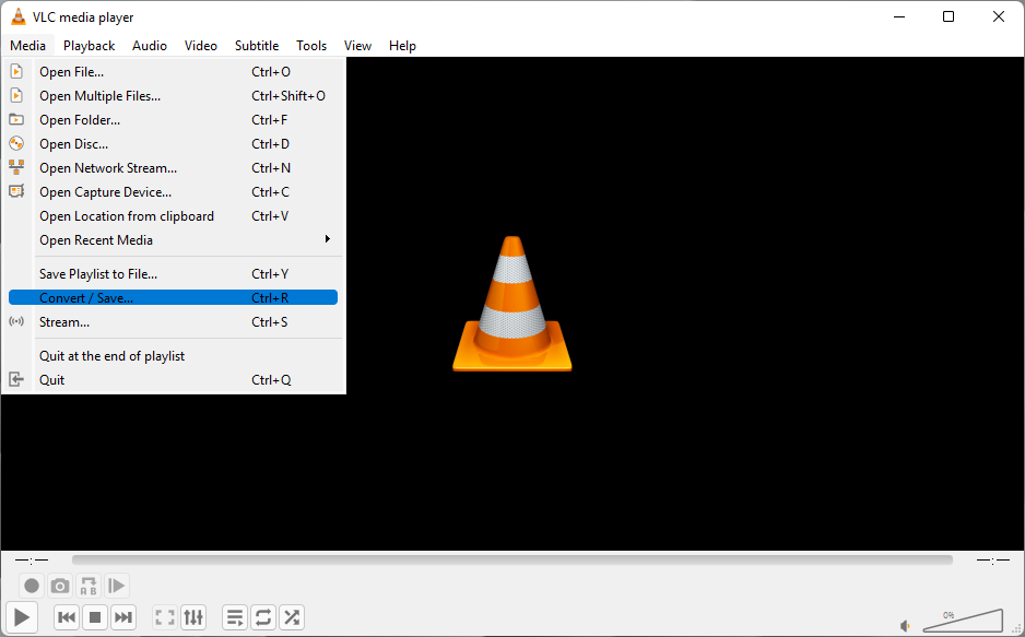 vlc: go to convert tab