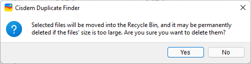 a deletion confirmation dialog