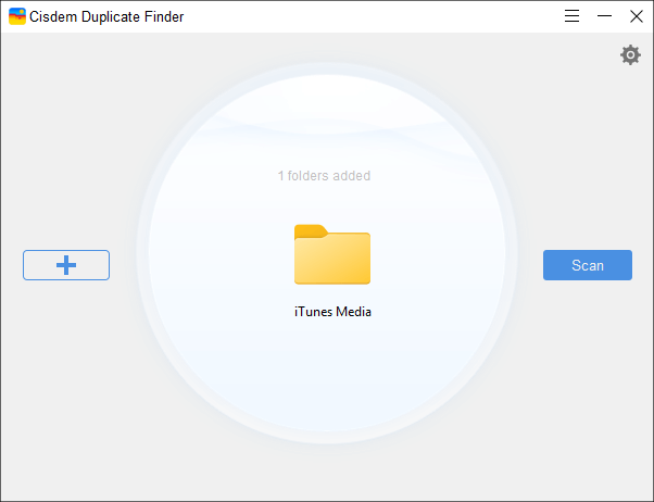 Cisdem Duplicate Finder interface showing the iTunes Media folder added, and a Scan button