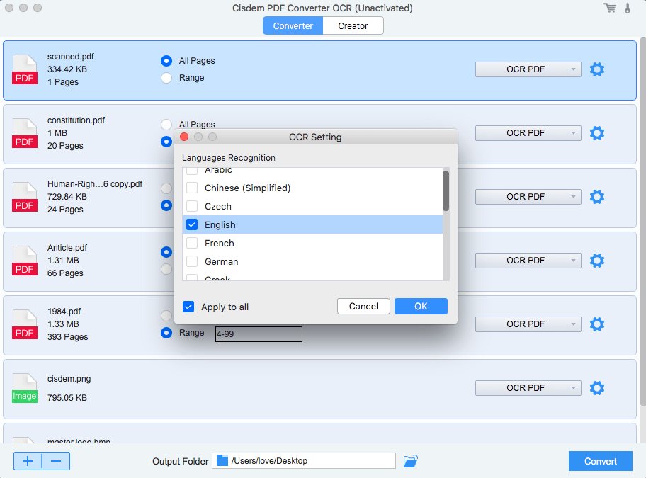 cisdem ocr pdf settings