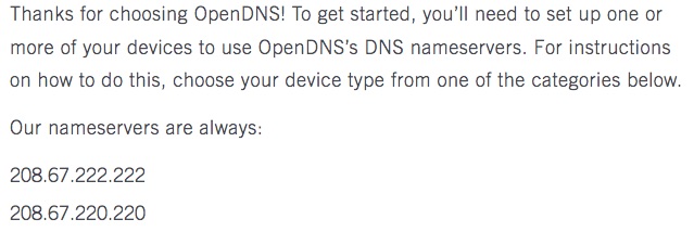 Open DNS IP addresses