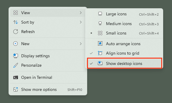 enable show desktop icons