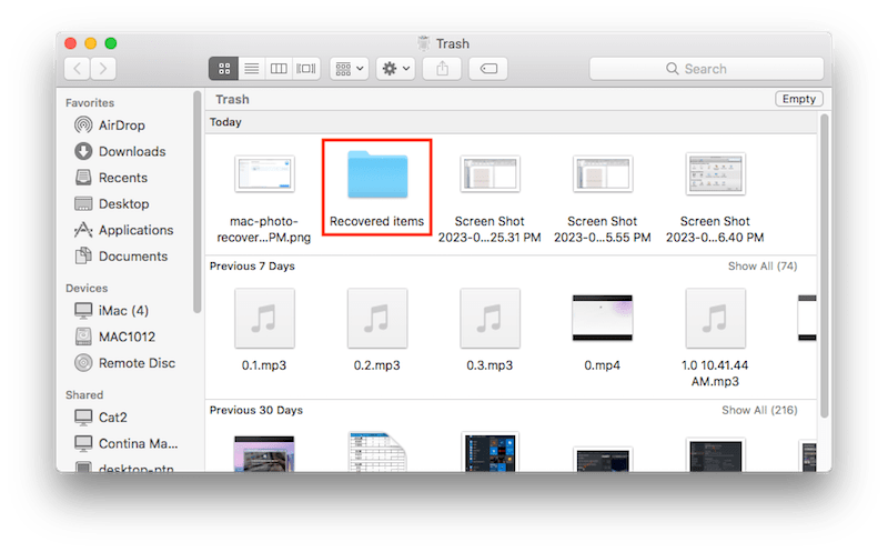 recovered items folder