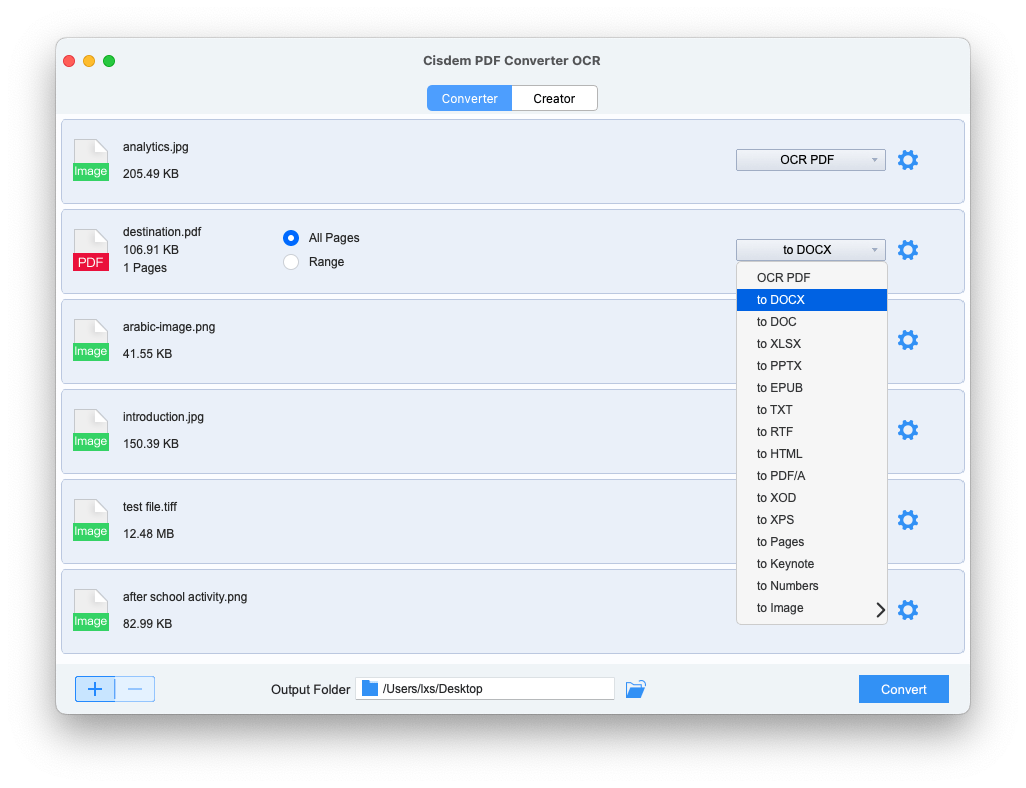 select output format for screenshot OCR on Mac