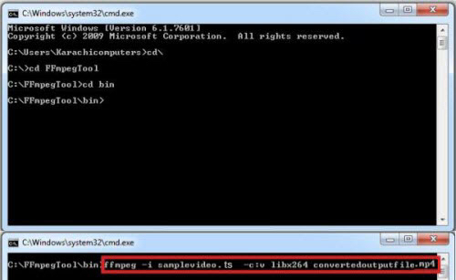 using command line to convert ts to mp4 on windows