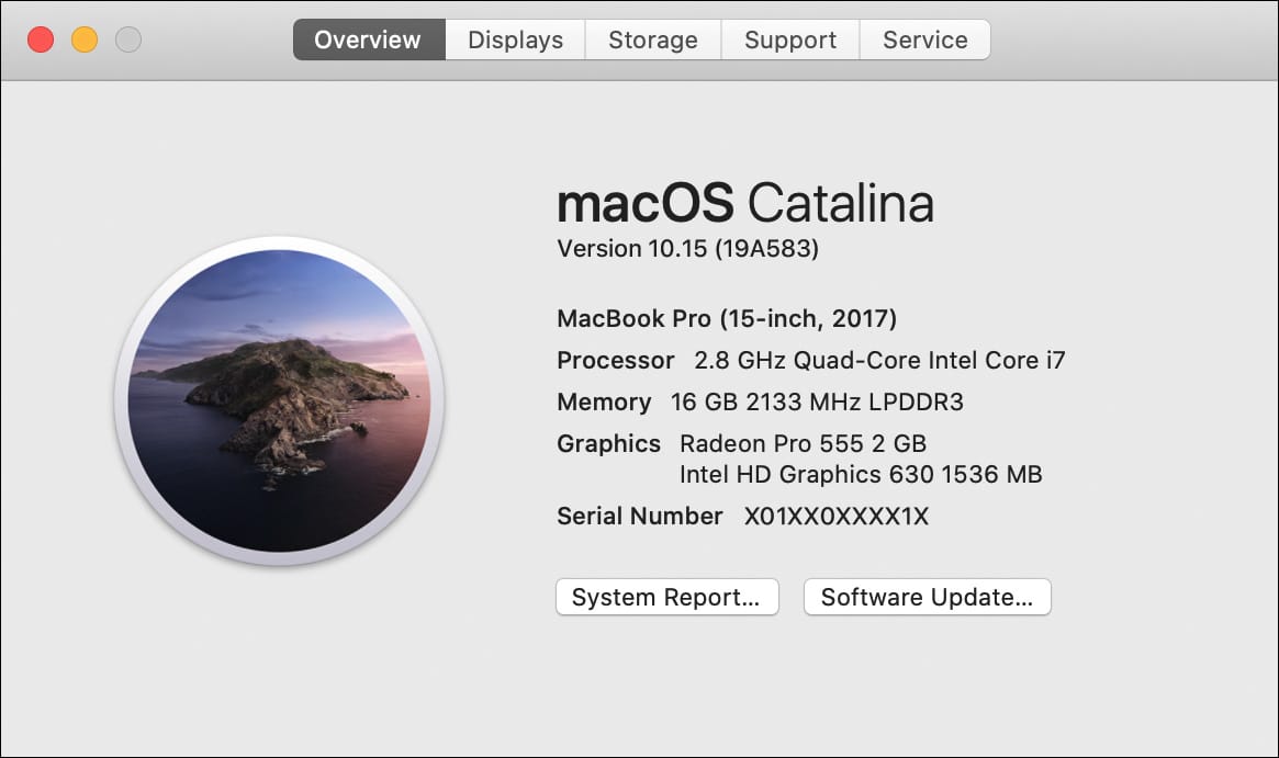 macOS version