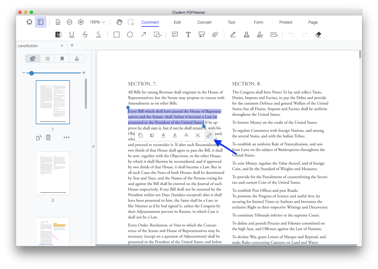 html link to a pdf page