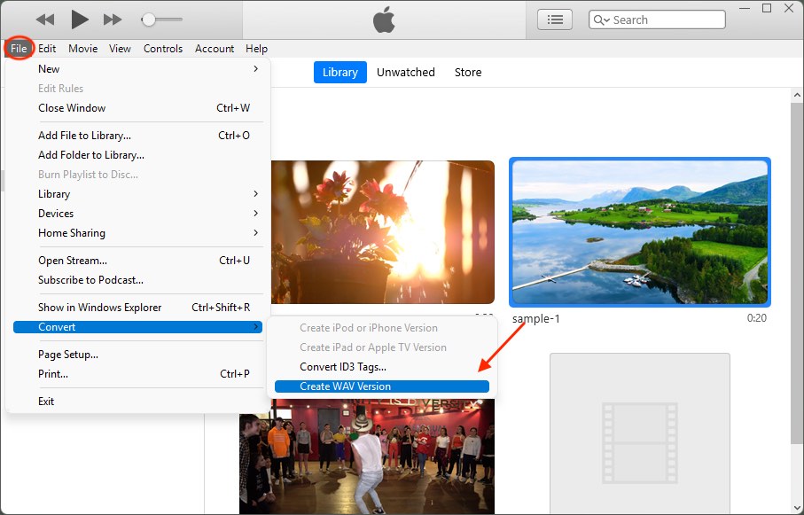 convert mp4 to wav via itunes