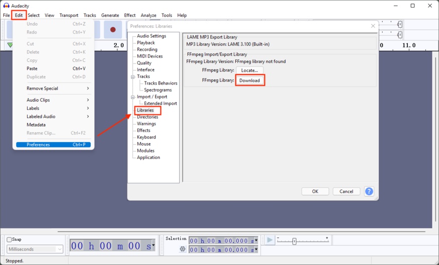 install ffmpeg library to make mp4 format available