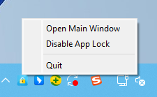 right-clicking the AppCrypt icon on the taskbar of PC brings up the Open Main Window option