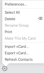 export vCard