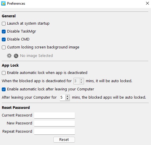 AppCrypt for Windows Preferences window