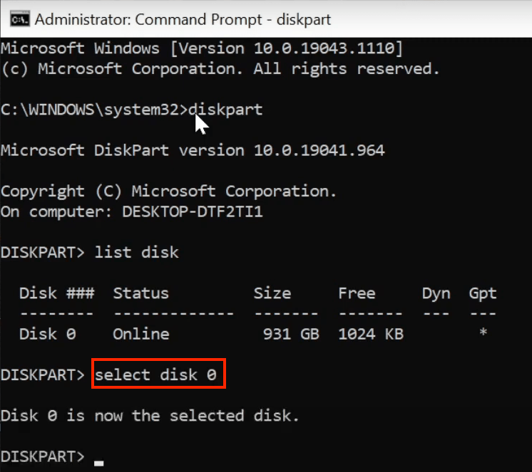 recover partition using cmd 03