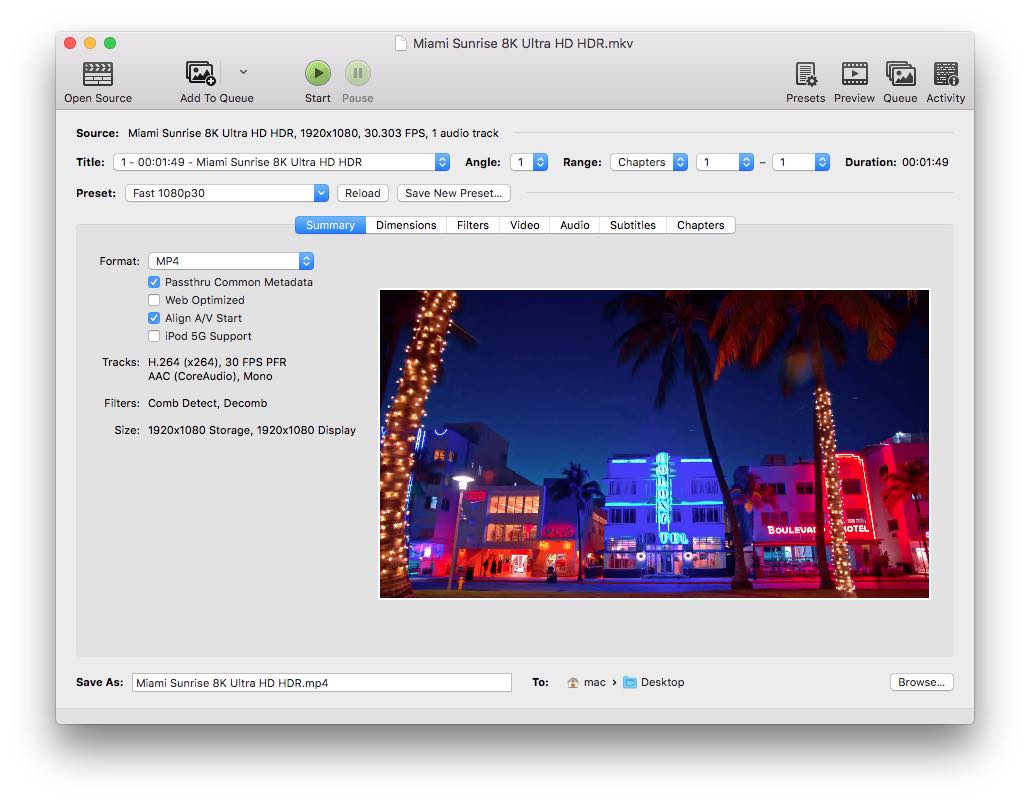 convert mkv to mp4 handbrake mac