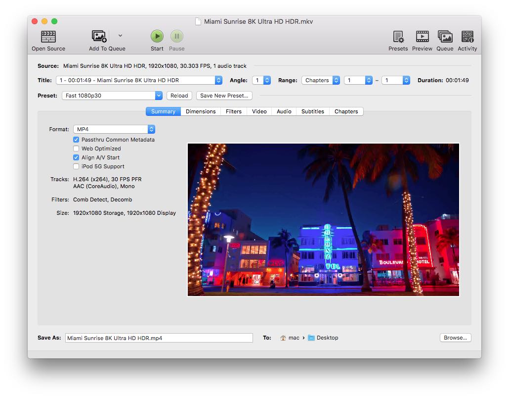 convert mkv to mp4 mac handbrake