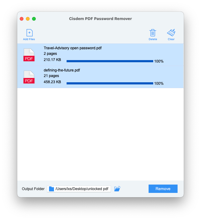 unlock user password pdf remove