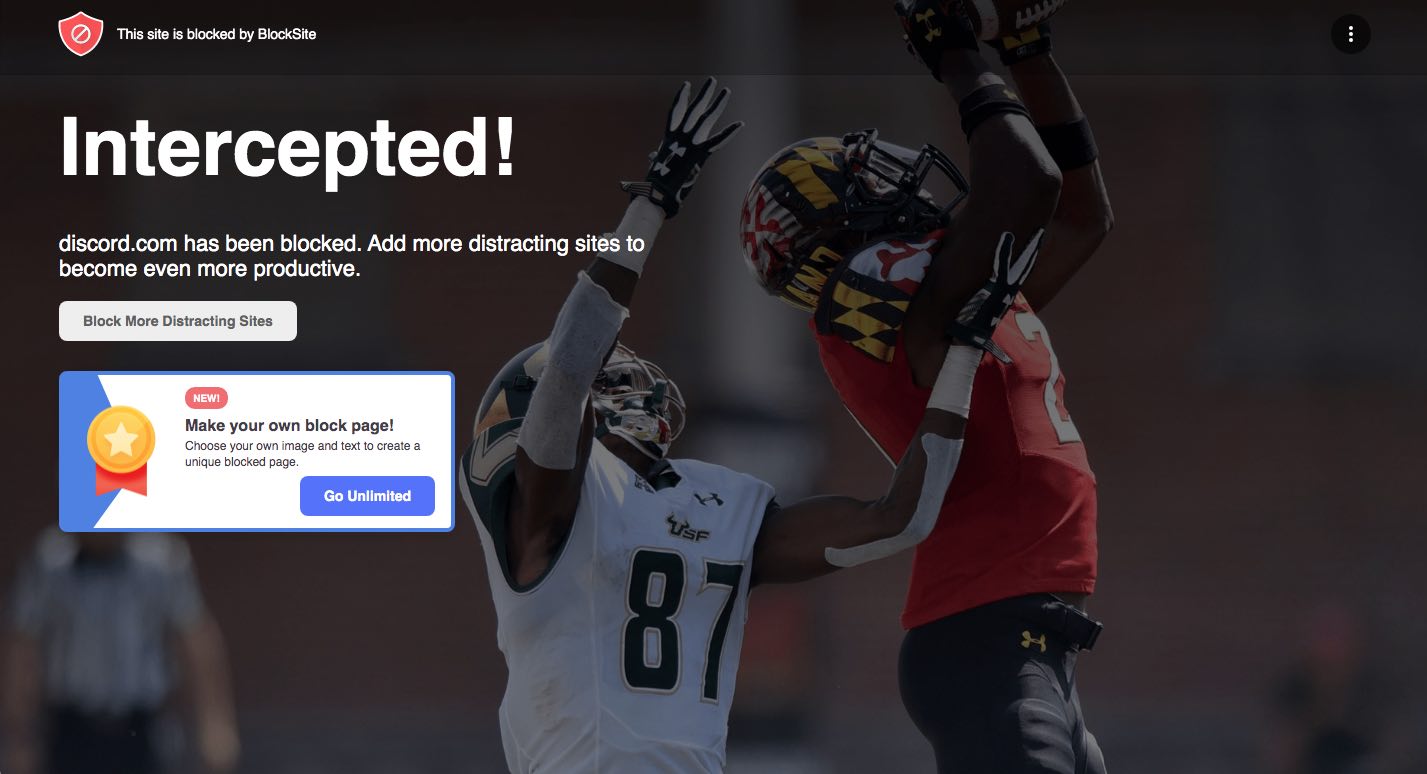 Discord site is blocked by Block Site extension