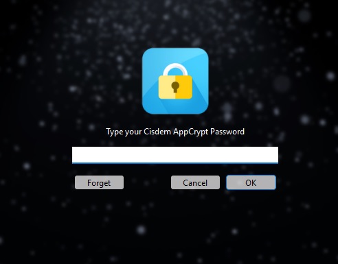 enter the password to access Appcrypt