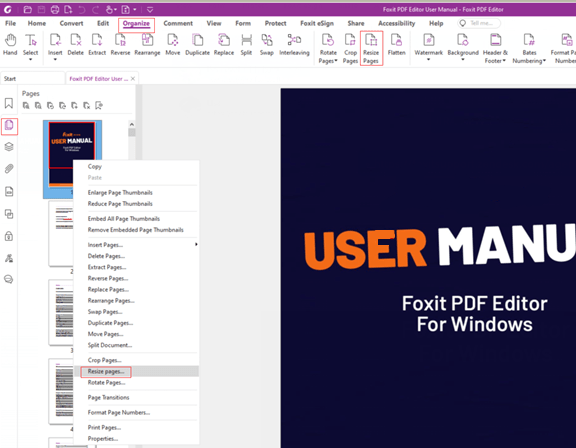 change pdf page size foxit01