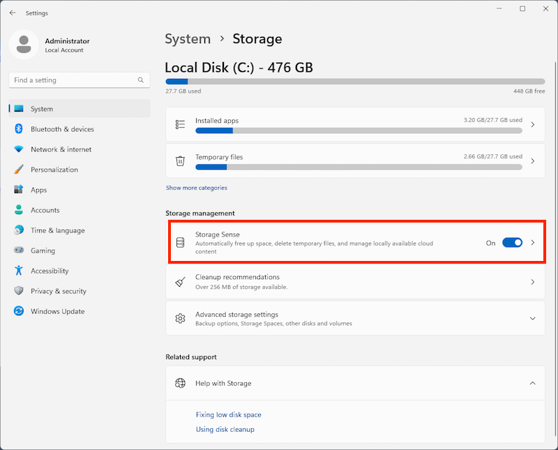 reconfigure storage sense 01