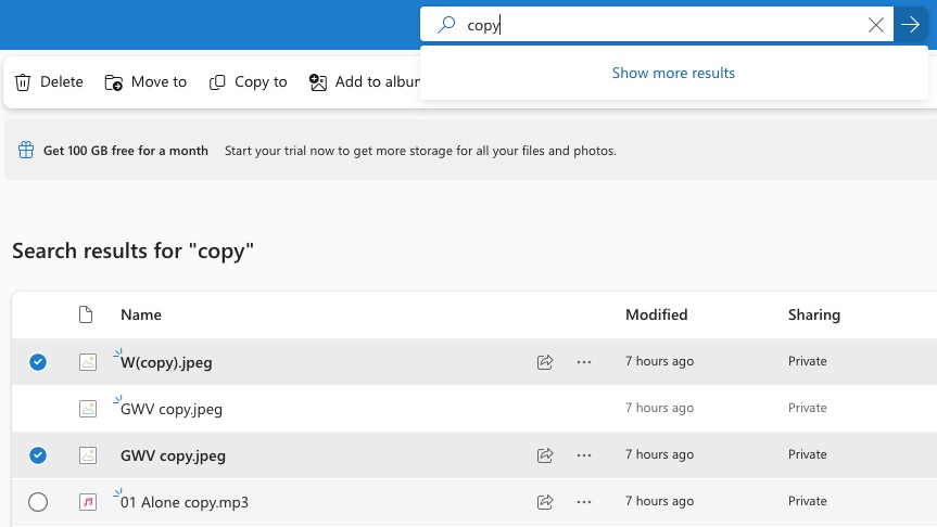 search duplicate files in OneDrive through file name