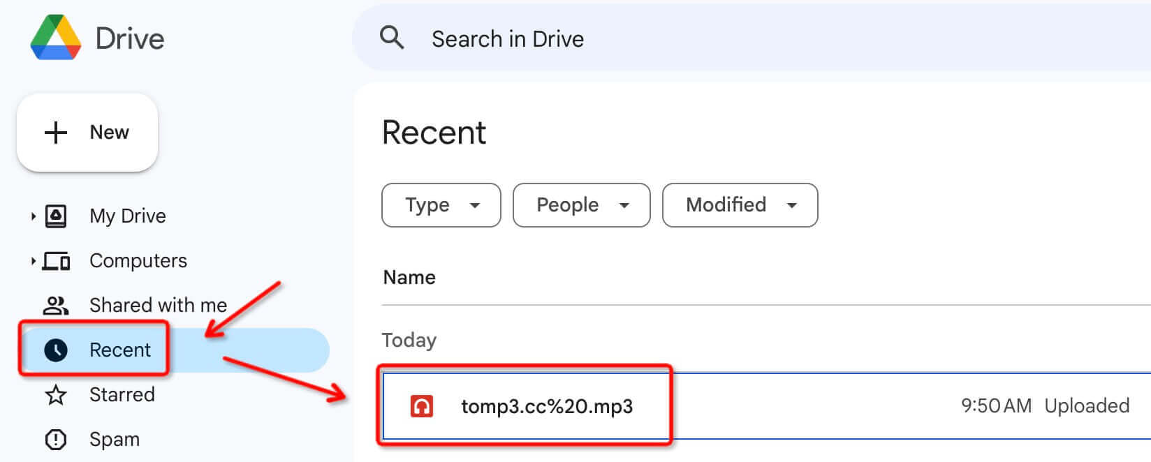 check the audio in google drive