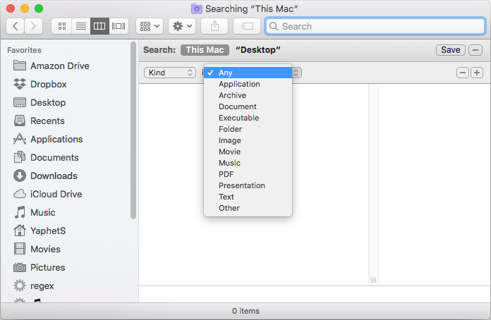 a Finder window shows two pop-up menus side by side