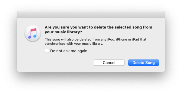 a message with the Delete Song button