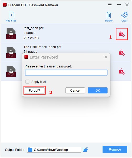 open password protected pdf cisdem03