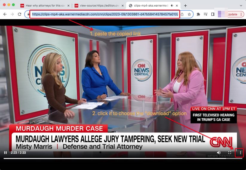 download cnn video using "view page source" information