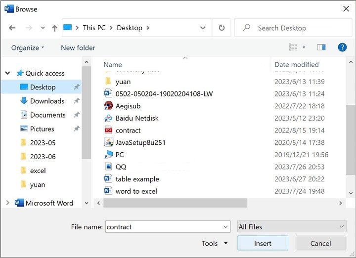 insert pdf into word ms06