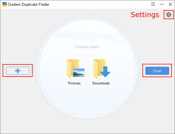 a screen showing that Pictures folder and Downloads folder are added