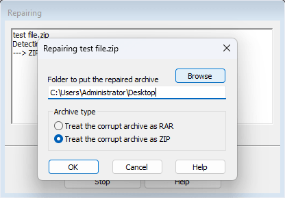 repair zip with winrar 03