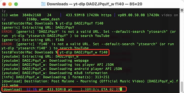 download youtube audio mac with yt-dlp
